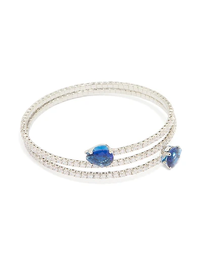 Silver Blue Cubic Zirconia Wrap Wrist Cuff