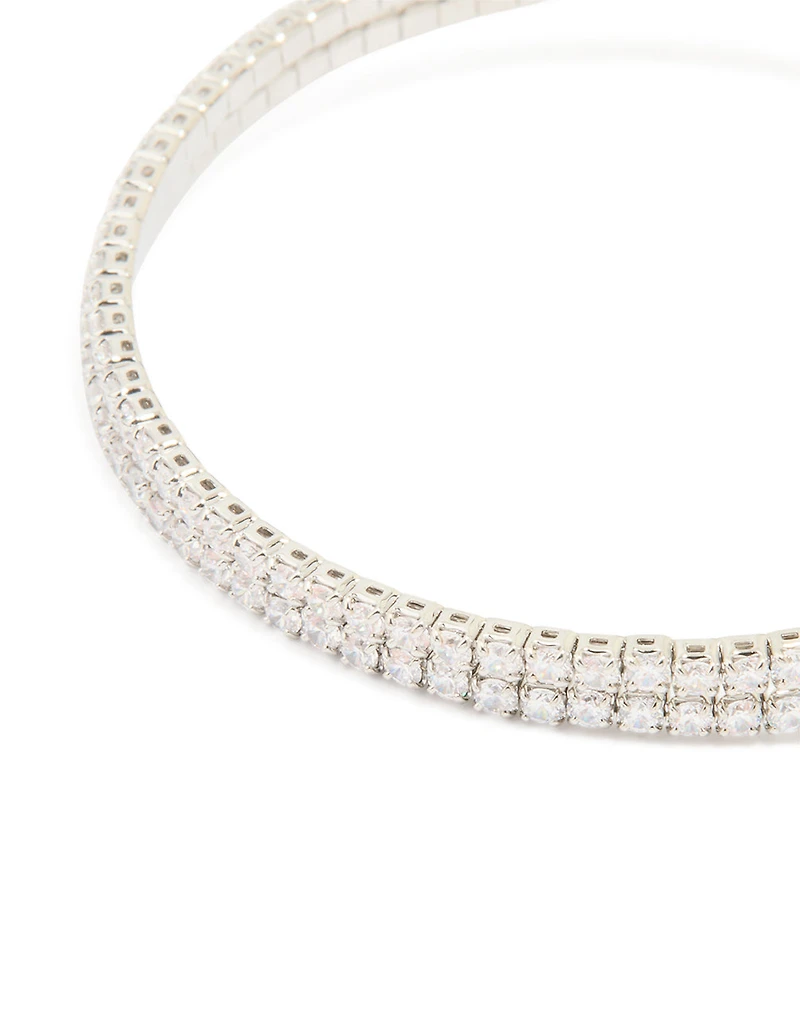Silver Blue Cubic Zirconia Wrap Wrist Cuff