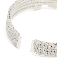 Silver Cubic Zirconia Large Square Wrist Cuff