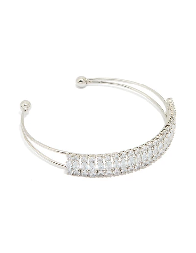 Silver Cubic Zirconia Marquise Wrist Cuff