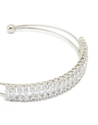 Silver Cubic Zirconia Marquise Wrist Cuff