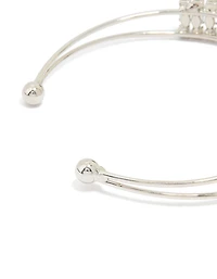 Silver Cubic Zirconia Marquise Wrist Cuff