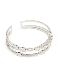 Silver Cubic Zirconia Layered Marquise Wrist Cuff