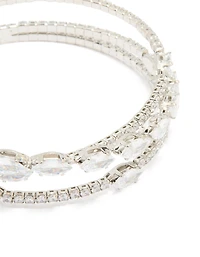 Silver Cubic Zirconia Layered Marquise Wrist Cuff