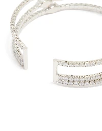 Silver Cubic Zirconia Layered Marquise Wrist Cuff