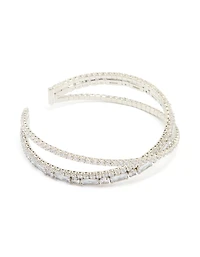 Silver Cubic Zirconia Rectangular Wrap Wrist Cuff