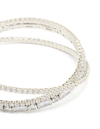 Silver Cubic Zirconia Rectangular Wrap Wrist Cuff