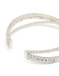 Silver Cubic Zirconia Rectangular Wrap Wrist Cuff