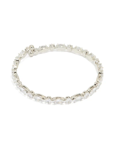 Silver Cubic Zirconia Mixed Stone Wrist Cuff