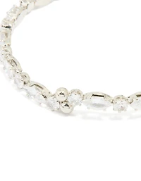 Silver Cubic Zirconia Mixed Stone Wrist Cuff