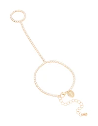 Gold Cubic Zirconia Tennis Hand Chain