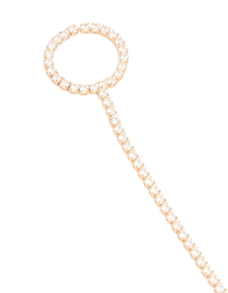 Gold Cubic Zirconia Tennis Hand Chain