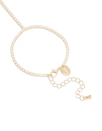 Gold Cubic Zirconia Tennis Hand Chain