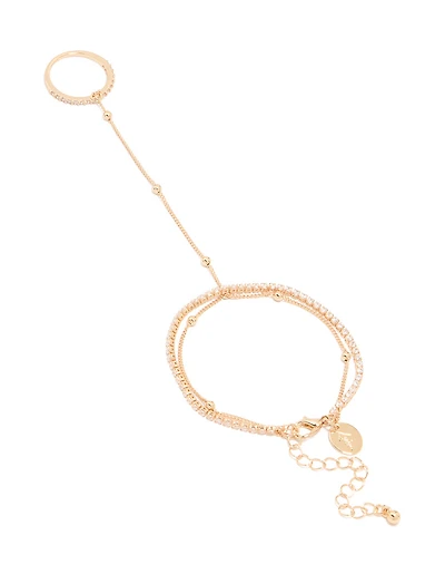 Gold Cubic Zirconia Dainty Layered Hand Chain