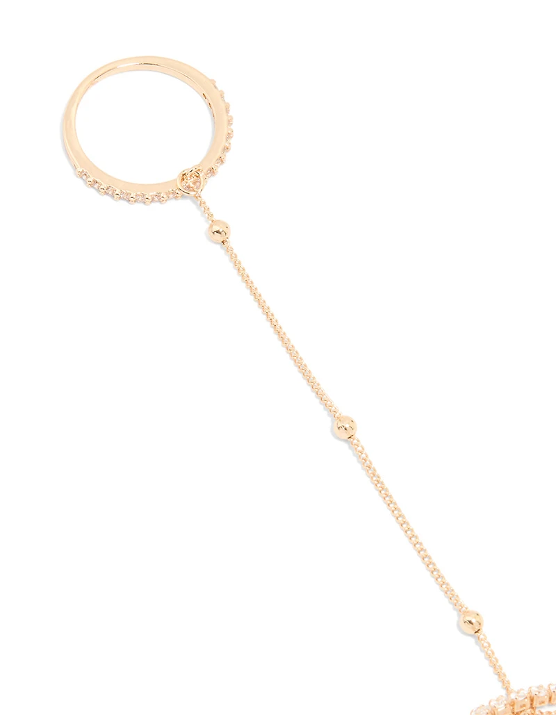 Gold Cubic Zirconia Dainty Layered Hand Chain