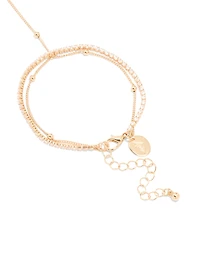 Gold Cubic Zirconia Dainty Layered Hand Chain