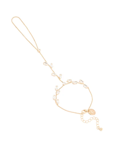 Gold Cubic Zirconia Marquise Hand Chain