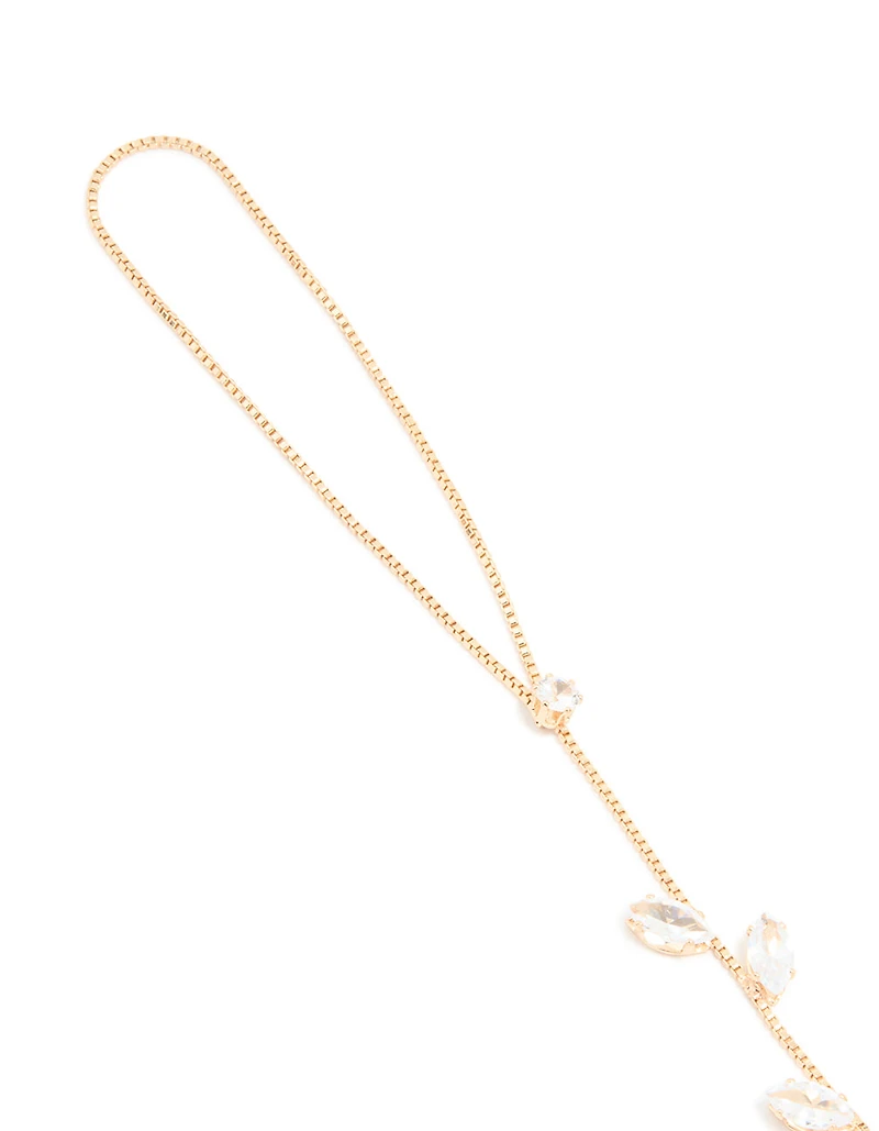 Gold Cubic Zirconia Marquise Hand Chain