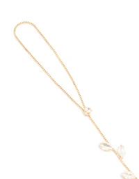 Gold Cubic Zirconia Marquise Hand Chain