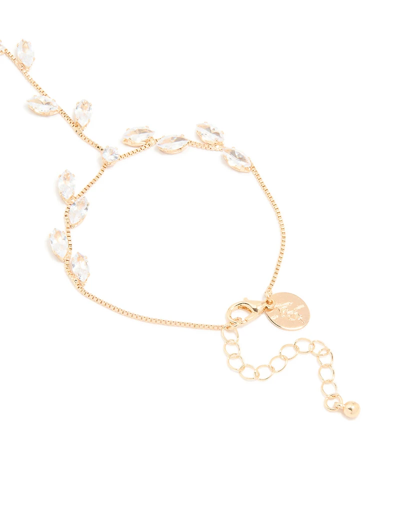 Gold Cubic Zirconia Marquise Hand Chain