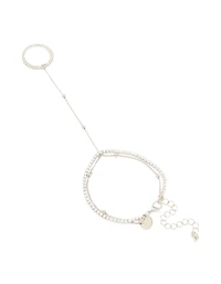 Silver Cubic Zirconia Dainty Layered Hand Chain