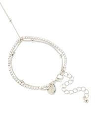 Silver Cubic Zirconia Dainty Layered Hand Chain