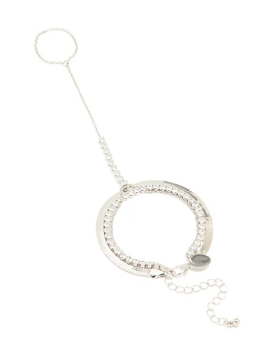 Silver Cubic Zirconia Snake Chain Hand Chain