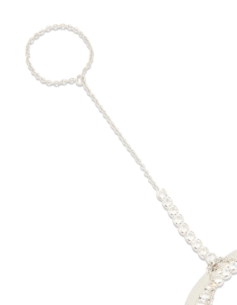 Silver Cubic Zirconia Snake Chain Hand Chain