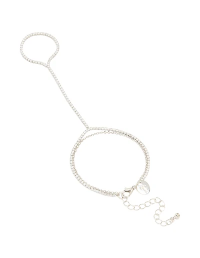 Silver Cubic Zirconia Dainty Tennis Hand Chain