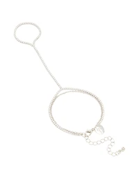 Silver Cubic Zirconia Dainty Tennis Hand Chain