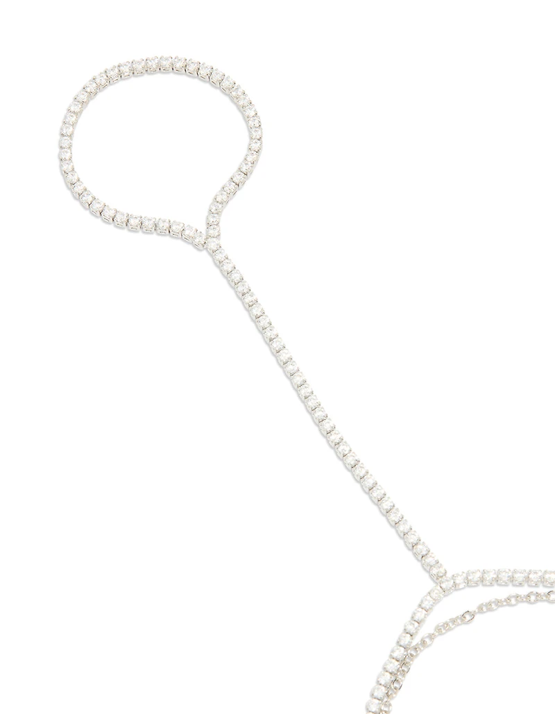 Silver Cubic Zirconia Dainty Tennis Hand Chain