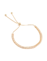 Gold Cubic Zirconia Mini Marquise Toggle Bracelet