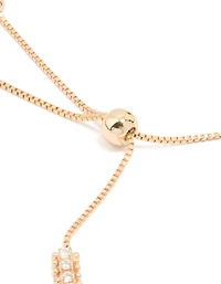 Gold Cubic Zirconia Mini Marquise Toggle Bracelet