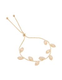 Gold Cubic Zirconia Multi Leaf Toggle Bracelet
