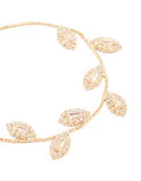 Gold Cubic Zirconia Multi Leaf Toggle Bracelet