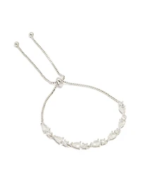 Silver Cubic Zirconia Marquise Toggle Bracelet