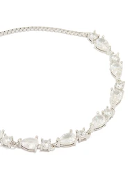 Silver Cubic Zirconia Marquise Toggle Bracelet
