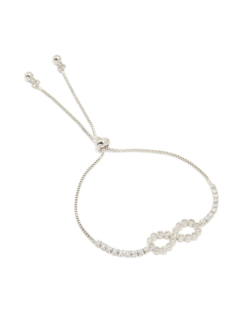 Silver Cubic Zirconia Infinity Toggle Bracelet
