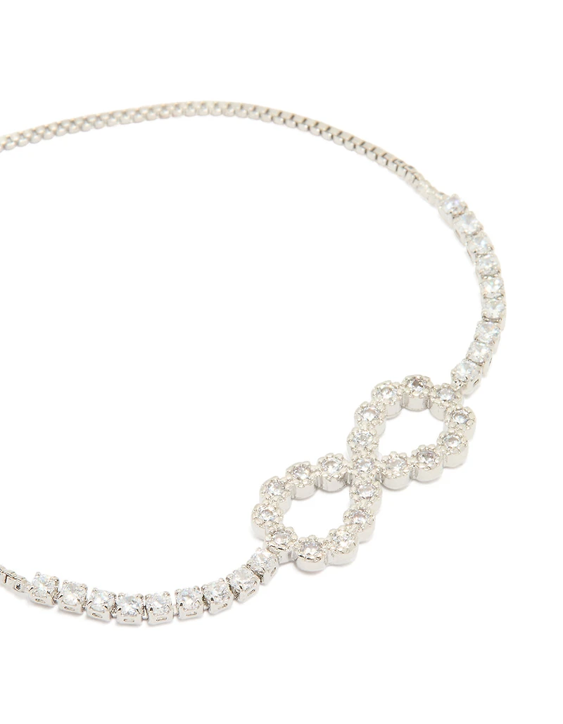 Silver Cubic Zirconia Infinity Toggle Bracelet