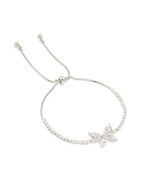 Silver Cubic Zirconia Butterfly Toggle Bracelet
