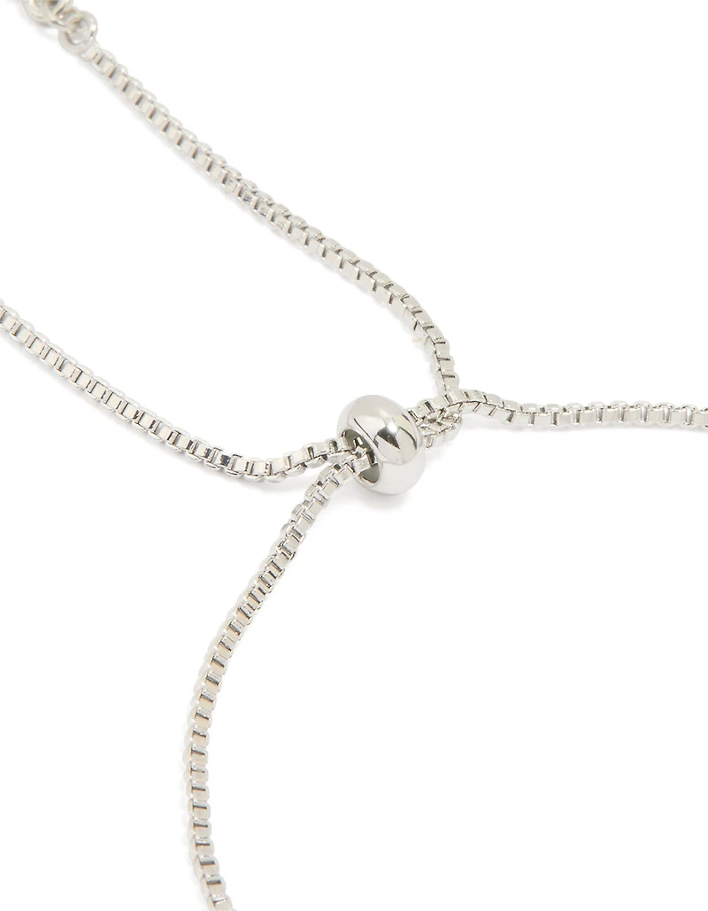 Silver Cubic Zirconia Butterfly Toggle Bracelet