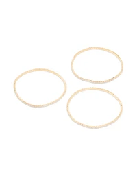 Gold Cubic Zirconia Fine Cupchain Tennis Stretch Bracelets 3-Pack