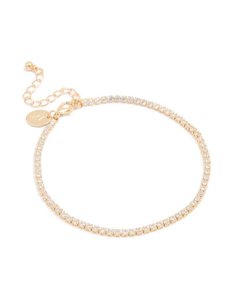 Gold Plated Cubic Zirconia Tennis Anklet