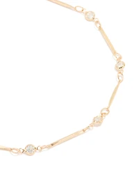 Gold Cubic Zirconia Dainty Bar Anklet