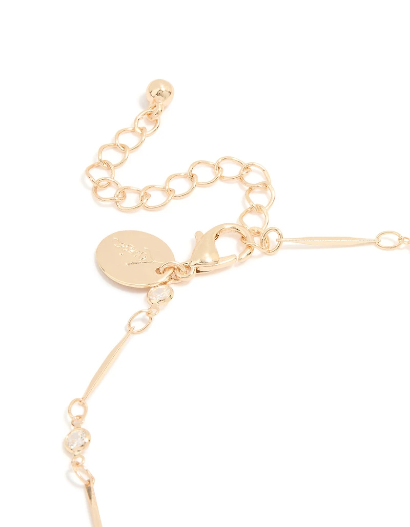 Gold Cubic Zirconia Dainty Bar Anklet