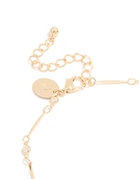 Gold Cubic Zirconia Dainty Bar Anklet