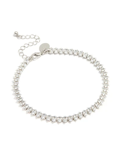 Silver Cubic Zirconia Marquise Anklet