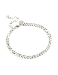 Silver Cubic Zirconia Marquise Anklet