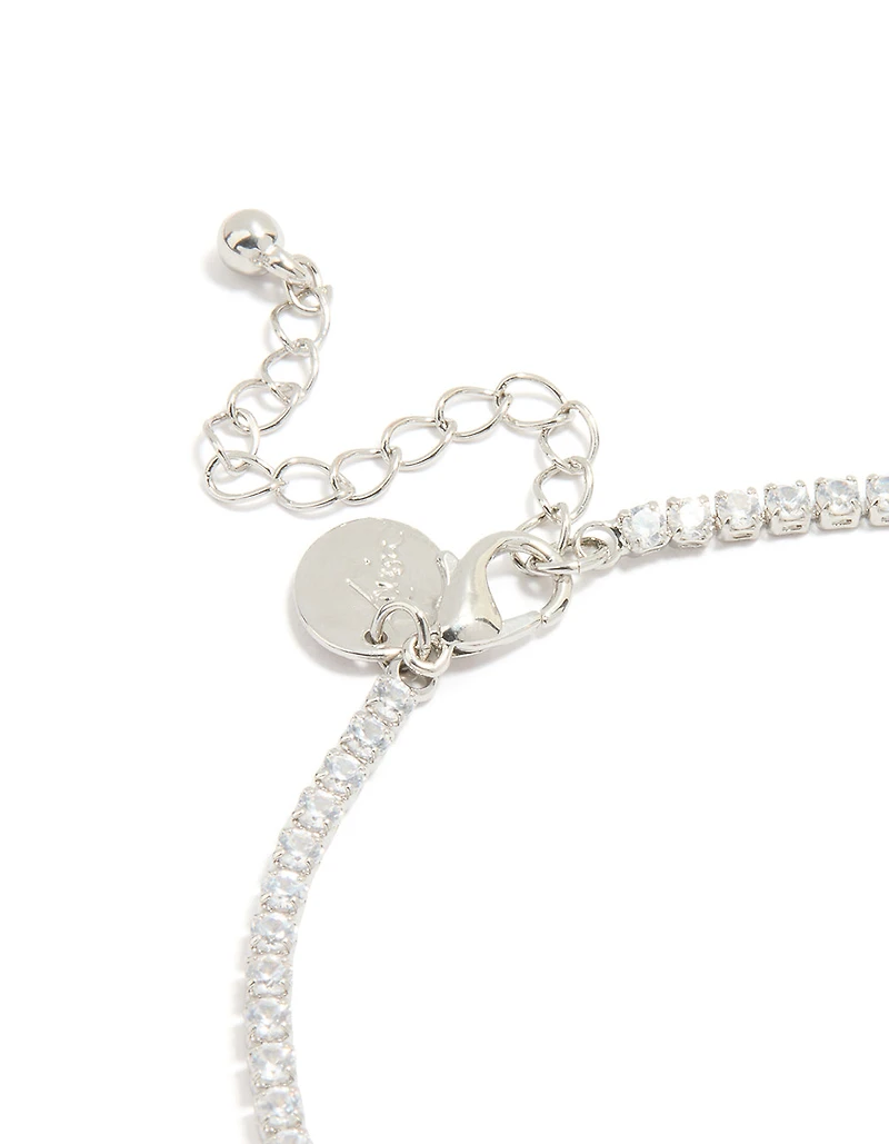 Silver Cubic Zirconia Tennis Anklet