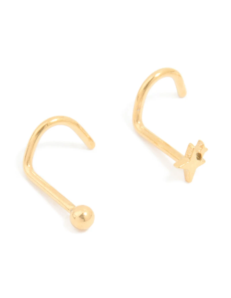 Surgical Steel Cubic Zirconia & Ball Front Nose Studs 3-Pack